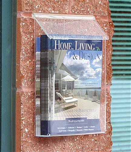 Outdoor Acrylic Magazine Wall Rack, 8.5"w, Single Pocket, Hinged Lid - Clear - Image 4