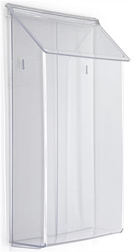 Outdoor Acrylic Magazine Wall Rack, 8.5"w, Single Pocket, Hinged Lid - Clear