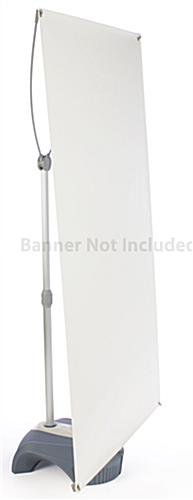 Outdoor Banner Stand with Adjustable Height & Width, Fillable Base - Gray