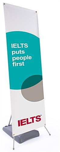 Outdoor Banner Stand with Custom Graphic, Adjustable Height, Fillable Base - Gray