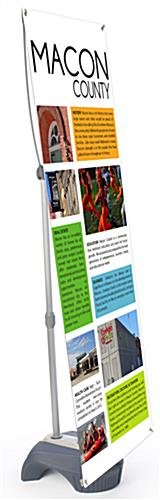 Outdoor Banner Stand with Custom Printed Graphics, Adjustable Height & Width - Gray