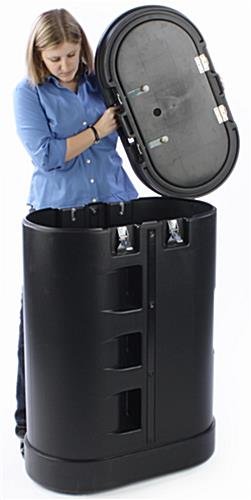 Oval Trade Show Case with Twist Latches & Wheels - Black - Image 3