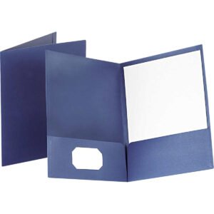 Oxford Linen Twin Pocket Folder, Letter, Navy, 25 ct