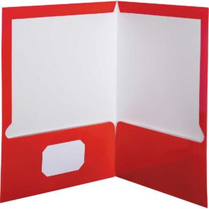 Oxford ShowFolio Laminated Twin Pocket Folder, Letter, Red, 25 ct