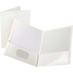 Oxford ShowFolio Laminated Twin Pocket Folder, Letter, White, 25 ct