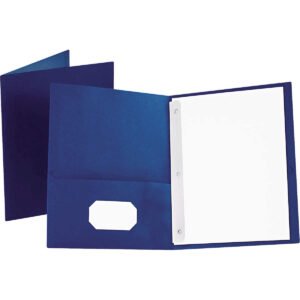 Oxford Twin-Pocket Portfolio with Fasteners, Blue, 25 ct