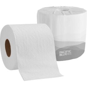 Pacific Blue Basic Bath Tissue, Standard Roll, 2-Ply, 4" x 4", 550 Sheets, 80 ct