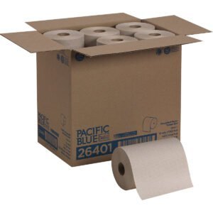 Pacific Blue Basic Recycled Paper Towel Roll, 7-7/8" x 350', Brown, 12 ct