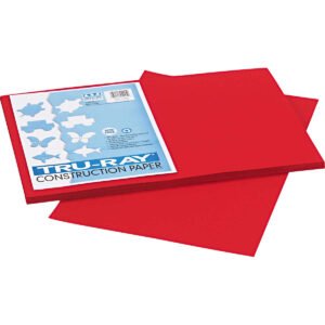 Pacon Tru-Ray Construction Paper, Holiday Red, 12” x 18”, 50 Sheets