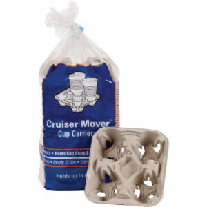 Pactiv Cruiser Mover Beverage Carrier, 4 Cup, Natural, 50 ct