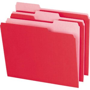 Pendaflex File Folder, 1/3-Cut Tab, Letter, Red, 100 ct