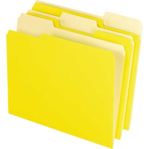 Pendaflex File Folder, 1/3-Cut Tab, Letter, Yellow, 100 ct