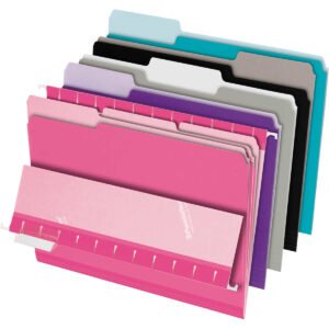 Pendaflex Interior File Folder, 1/3-Cut Tab, Letter, Assorted Colors 100 ct