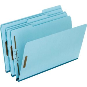 Pendaflex Pressboard Fastener Folder, 2 Embossed Fasteners, Legal, Blue, 25 ct