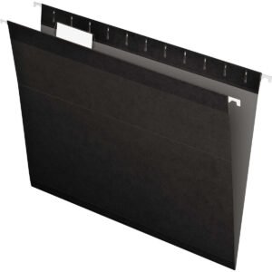 Pendaflex Reinforced Hanging Folder, 1/5-Cut Tab, Letter, Black, 25 ct