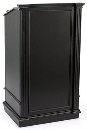 Podium for Floor, Cabinet, Drawer & Wheels, Ornate Hardware - Black