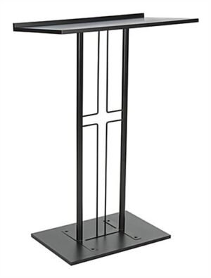 Podium for Floor, Cross Design, Steel & MDF - Black