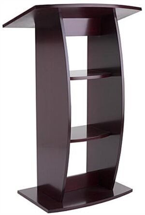 Podium for Floor, Curved Post, Floor Levelers, Plywood - Red Mahogany