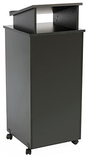 Podium for Floor, Elevated Reading Surface, Adjustable Shelf, Wheels - Black