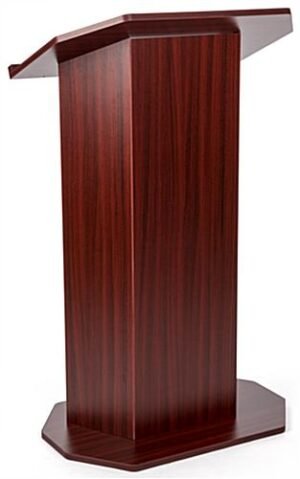 Podium for Floor, Large Reading Surface, Open Back with Shelf – Mahogany