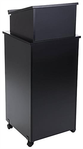 Podium for Floor, Lockable Storage Area, Adjustable Shelf, Wheels - Black