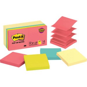 Post-it Dispenser Pop-up Notes, 3" x 3", Canary Yellow and Poptimistic Collection, 100 Sheets, 14 Pads