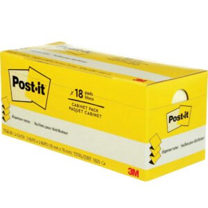 Post-it Dispenser Pop-up Notes Cabinet Pack, 3" x 3", Canary Yellow, 90 Sheets, 18 Pads