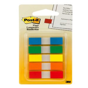 Post-it Flags in Dispenser, Assorted Colors, 1/2" x 1-3/4", 100 Flags