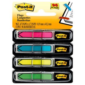 Post-it Flags in Dispenser, Assorted Colors, 1/2" x 1-3/4", 288 Flags