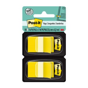 Post-it Flags in Dispenser, Yellow, 1" x 1-3/4", 100 Flags