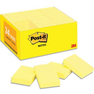 Post-it Notes Value Pack, 1-3/8" x 1-7/8", Canary Yellow, 100 Sheets, 24 Pads