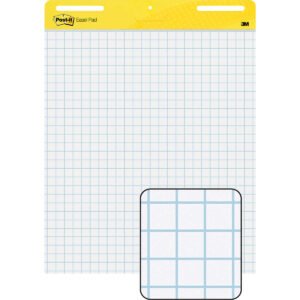 Post-it Perforated Self-Stick Easel Pad, 18 lb, Quadrille Rule, White, 25" x 30", 30 Sheets, 2 Pads