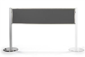 Post & Panel Barrier Set Expansion w/ 1 Stanchion & 1 60" x 15" Frame Panel - Silver