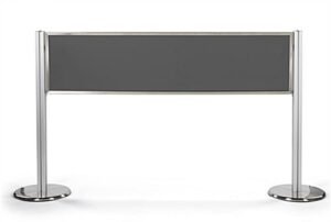 Post & Panel Barrier System w/ 2 Stanchions & 1 60" x 15" Frame Panel - Silver