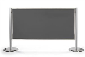 Post & Panel Barrier System w/ 2 Stanchions & 1 60" x 30" Frame Panel - Silver