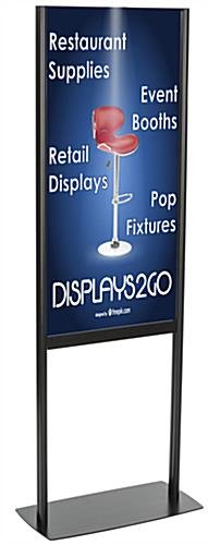 Poster Stand for Floor with Adjustable Height, Top Loading, Double Sided - Black