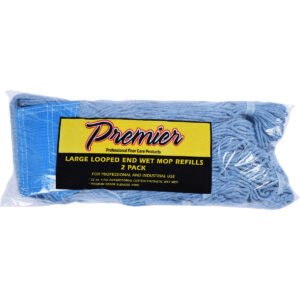 Premier Wet Mop Refill, Cotton, Large Looped End , Blue, 2 ct