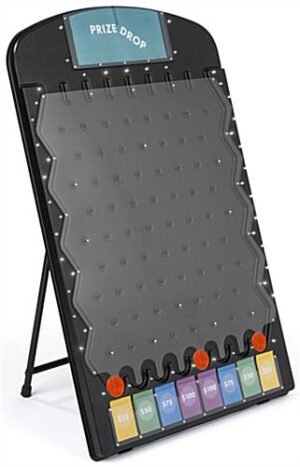 Prize Drop Game w/ 3 Pucks, Lights, Printable Templates, Floor Standing - Black