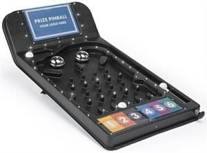 Prize Pinball Game w/ 3 White Balls, Lights, Printable Templates, Countertop - Black