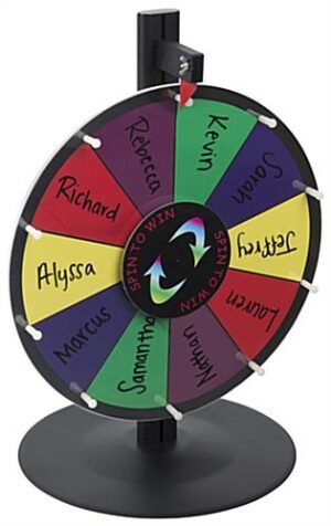 Prize Wheel with 10 Slots, Write-On Surface, Countertop – Multi-Color