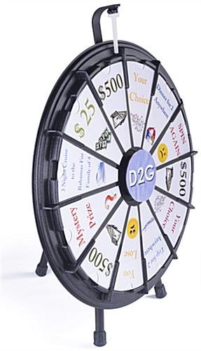 Prize Wheel with 12 Slots, Printable Templates, Countertop - Black