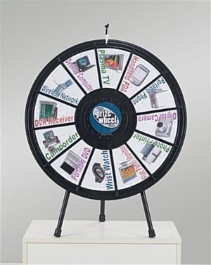 Prize Wheel with 12 Slots & Printable Templates, Countertop - Black