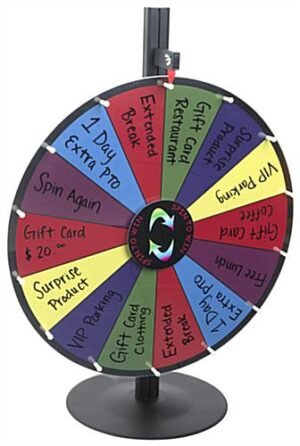 Prize Wheel with 14 Slots, Write-On Surface, Countertop – Multi-Color