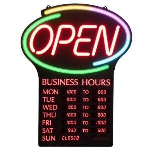 Pro-Lite LED Open Sign with Business Hours, Multicolor, 19.6"L x 25.2"H