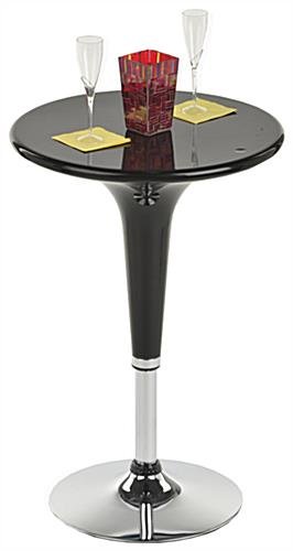 Pub Table Set with 1 Round Cocktail Table, 2 Adjustable Leatherette Stools - Black - Image 7