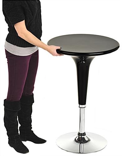 Pub Table Set with 1 Round Cocktail Table, 2 Adjustable Leatherette Stools - Black - Image 8