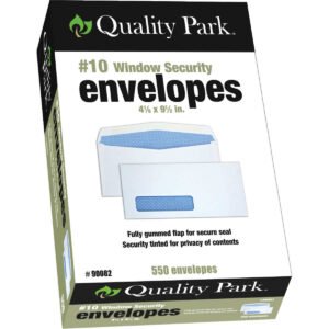Quality Park #10 Security Window Envelopes, 24 lb, White, 550 ct