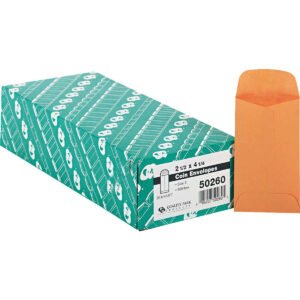 Quality Park #3 Coin and Small Parts Envelope, 2-1/2"W x 4-1/4"L, 20 lb, Kraft, 500 ct