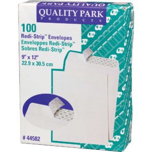 Quality Park Redi-Strip Catalog Envelope, 9"W x 12"L, White, 100 ct