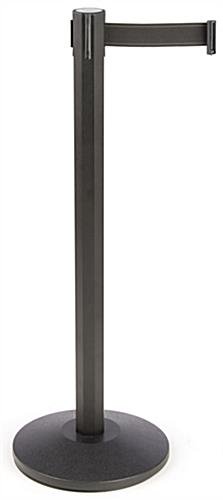 QueuePole.Deluxe Octagonal 40.25" Black Stanchion Post w/ 9.5' Black Retractable Belt